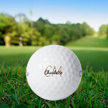 Einfache Bezeichnung von Schwarzen-Gold-Monogramm Golfball<br><div class="desc">Transparenter Hintergrund,  goldener und schwarzer Text. Personalisieren Sie Ihre Monogramm-Initialen und Ihren Namen und fügen Sie sie hinzu. Für ihn und sie. Der Name ist mit einem modernen handgeschriebenen Stilskript geschrieben.</div>