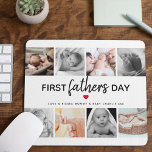 Einfache Bildersammlung des ersten Vaters | Daddy Mousepad<br><div class="desc">Erstellen Sie mit diesem niedlichen Collage Mauspad Ihr ganz besonderes Geschenk für die ersten Väter. Mit 8 quadratischen Fotografien und dem Text 'Erster Tag des Vaters' ist das Wort Vater in der modernen Schrift, ein niedliches kleines rotes Herz, das in jede Farbe, Liebe & Küsse und Namen/s geändert werden kann....</div>