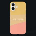 Einfache Bio Formen Sherbet Pastel Personalisiert iPhone 16 Hülle<br><div class="desc">Eine schlichte,  süße Farbe geblockt mit Bio Formen in sanften Gelb- und Lachs-Rosa Pastellfarben,  personalisiert mit Namen oder Wörtern Ihrer Wahl.</div>