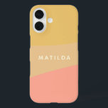 Einfache Bio Formen Sherbet Pastel Personalisiert iPhone 16 Hülle<br><div class="desc">Eine schlichte,  süße Farbe geblockt mit Bio Formen in sanften Gelb- und Lachs-Rosa Pastellfarben,  personalisiert mit Namen oder Wörtern Ihrer Wahl.</div>