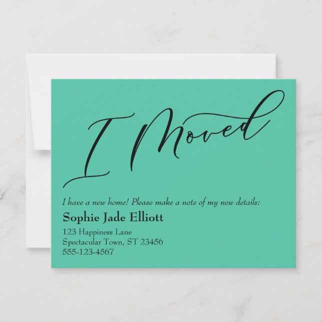 Einfache Biscay Green I Moving New Address Card Mitteilungskarte (Vorderseite)