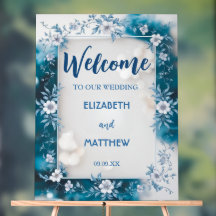 Einfache Biue & White Overlay Blume Hochzeit