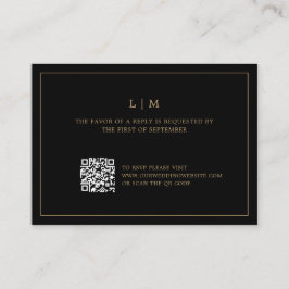 Einfache Black and Gold QR Code Elegante Hochzeits Mitteilungskarte