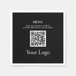 Einfache Black Business Logos und QR-Code-Menü Nap Serviette