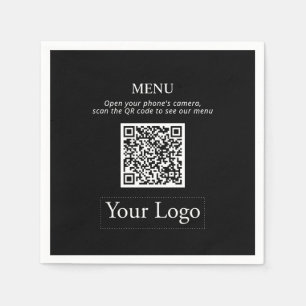 Einfache Black Business Logos und QR-Code-Menü Nap Serviette