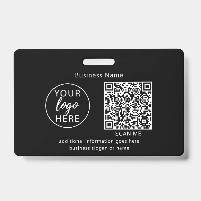 Einfache Black Business Scannable Ausweis (Vorderseite)