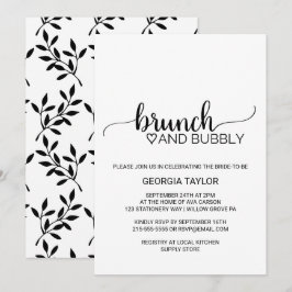 Einfache Black Calligraphy Brunch und Bubbly Einladung