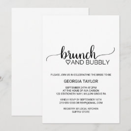 Einfache Black Calligraphy Brunch und Bubbly Einladung