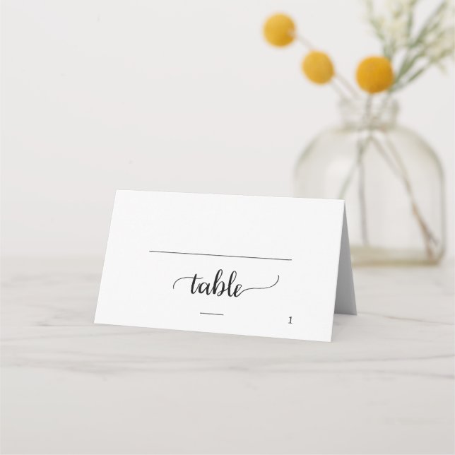 Einfache Black Calligraphy Meal Option Hochzeit Platzkarte (Vorderseite)