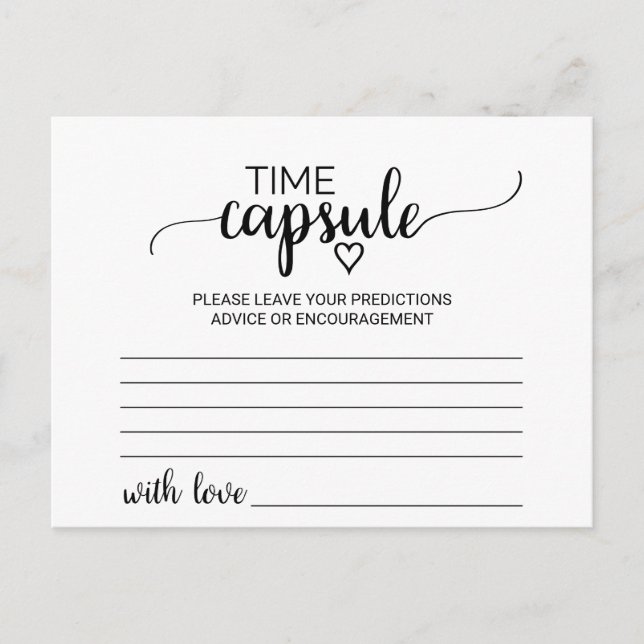 Einfache Black Calligraphy Time Capsule Cards Hinweiskarte (Vorderseite)