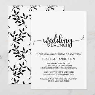 Einfache Black Calligraphy Wedding Brunch Einladung