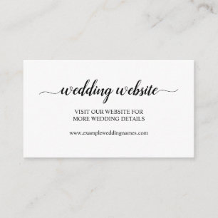 Einfache Black Calligraphy Wedding Website Card Begleitkarte