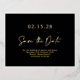 Einfache Black Gold Luxe Folie Save the Date Postk Einladungspostkarte