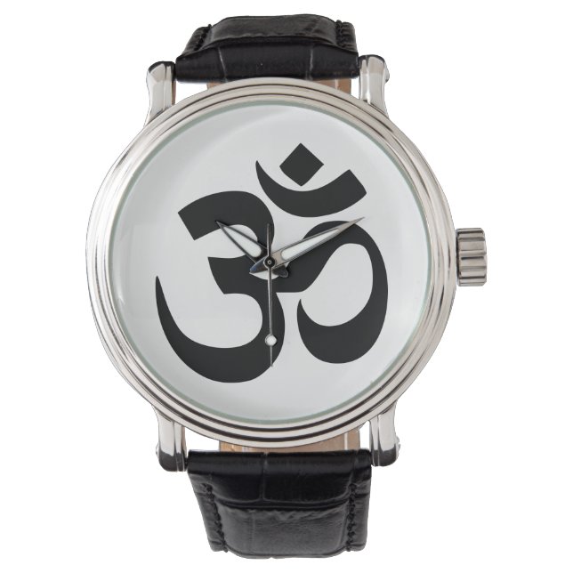 Einfache Black Om Symbol Yoga Meditation Zen Armbanduhr (Vorderseite)