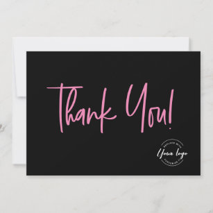 Einfache Black Pink Company Logo Soziale Dankeschö Dankeskarte