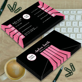 Einfache Black Pink Girl Social Media Icons Custom Visitenkarte