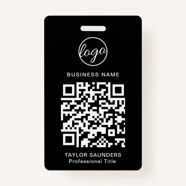 Einfache Black QR Code Mitarbeiter-ID Ausweis (Vorderseite)