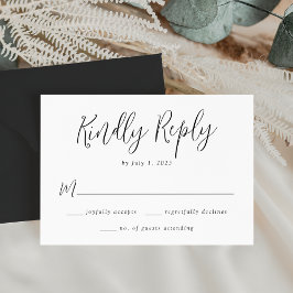 Einfache Black Script-Hochzeit RSVP Karte