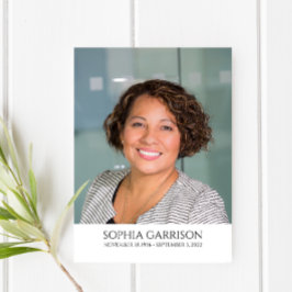 Einfache Black Text Beerdigungskarte mit Foto Begleitkarte