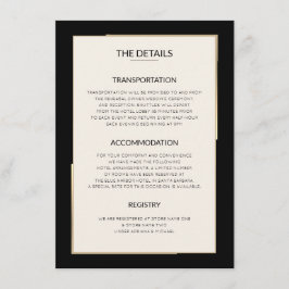 Einfache Black Wedding Details Umschließungskarte Begleitkarte