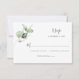 Einfache Bläschen-Eukalyptus-Grünschrift Hochzeit RSVP Karte
