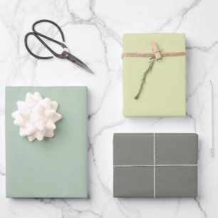 Einfache Blassgrün Gelb Dunkelgrau Schicke Farbtön Geschenkpapier Set