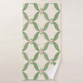 Einfache Blätter Blume Grid-Muster Badehandtuch