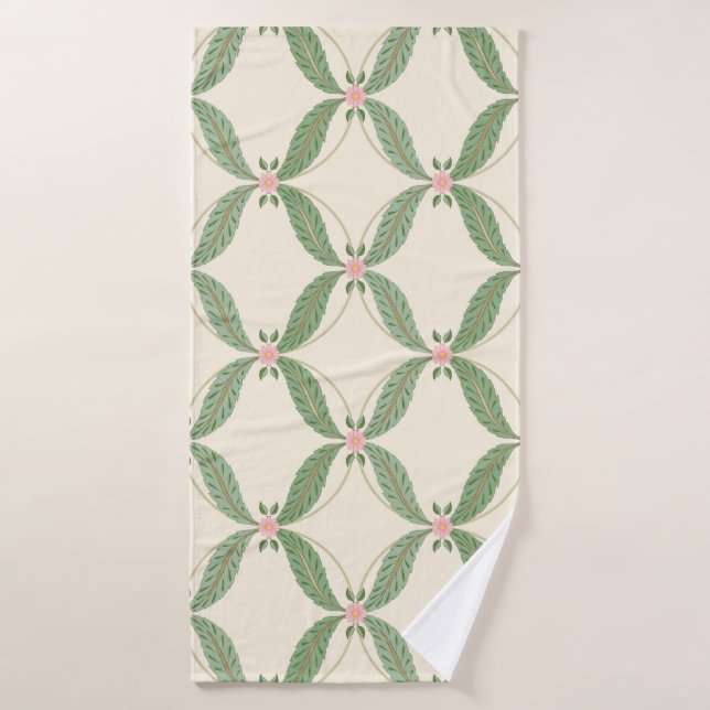 Einfache Blätter Blume Grid-Muster Badehandtuch (Badehandtuch)