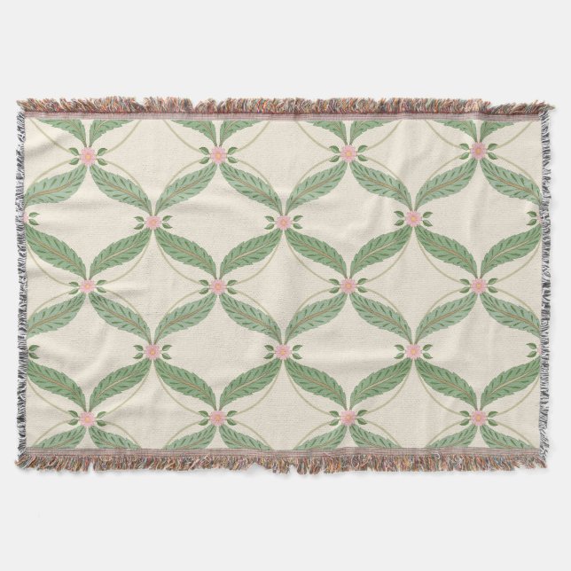 Einfache Blätter Blume Grid-Muster Decke (Vorderseite)