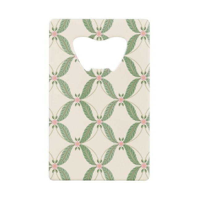 Einfache Blätter Blume Grid-Muster Geldbeutel Flaschenöffner (Vorderseite)