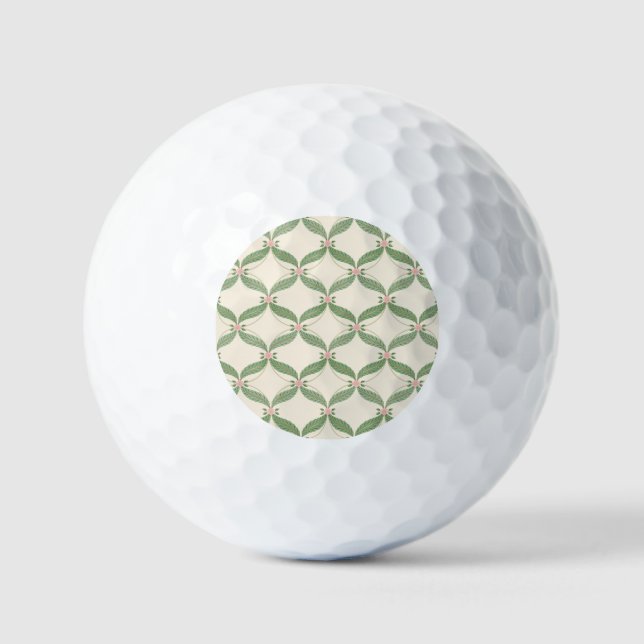 Einfache Blätter Blume Grid-Muster Golfball (Vorderseite)