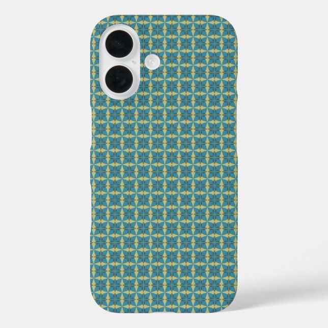 Einfache Blätter in blau iPhone 16 Hülle (Rückseite)
