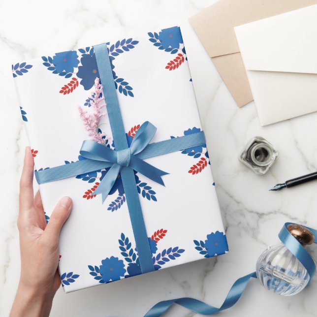 Einfache Blaublumen Vektorgestaltung Geschenkpapier (Schenken)