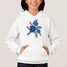 Einfache Blaublumen Vektorgestaltung Hoodie