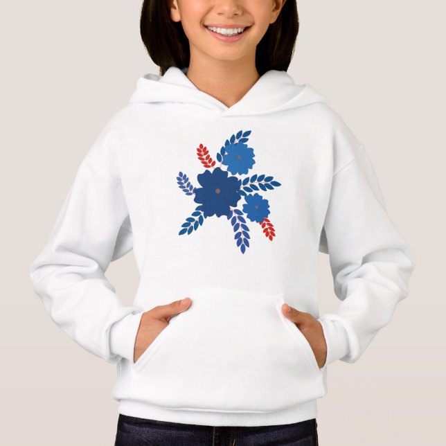 Einfache Blaublumen Vektorgestaltung Hoodie (Vorderseite)