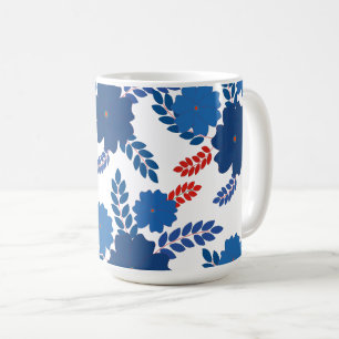 Einfache Blaublumen Vektorgestaltung Kaffeetasse