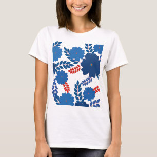Einfache Blaublumen Vektorgestaltung T-Shirt