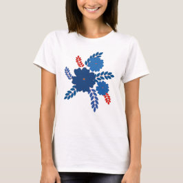Einfache Blaublumen Vektorgestaltung T-Shirt