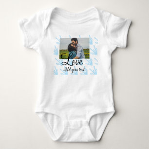 Einfache blaue Blumen Glitter Funkeln Textur füge Baby Strampler