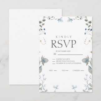 Einfache blaue Blumen-RSVP-Karte RSVP Karte