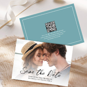 Einfache blaue Foto-Hochzeit "Save the Date"-Karte Save The Date