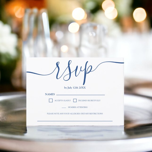 Einfache blaue Hochzeit rsvp Monogramm (Simple blue white wedding rsvp monogram)