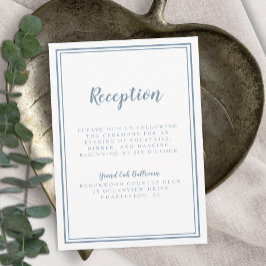 Einfache blaue Hochzeitsempfehlung mit weißem Rahm Begleitkarte