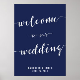 Einfache blaue Hochzeitsempfehlung rund um die Uhr Poster