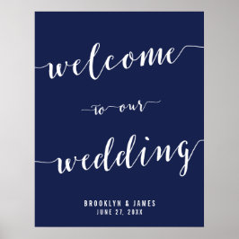 Einfache blaue Hochzeitsempfehlung rund um die Uhr Poster