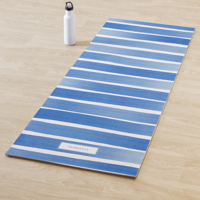 Einfache blaue Indigostreifen Entspannen Personali Yogamatte (Beispiel)