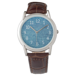 Einfache blaue Jeans Denim Textile Textur  Armbanduhr