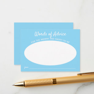 Einfache blaue minimalistische Babyparty-Worte des Begleitkarte