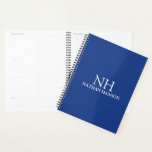 Einfache blaue Monogram modern Planer<br><div class="desc">Moderner Businessplaner mit einem schlichten und minimalen blauen Design mit Ihrem Monogramm in einem fett gedruckten Schriftart zusammen mit Ihrem Namen vorne. Auf der Rückseite finden Sie Ihre Kontaktdaten.</div>