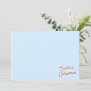 Einfache Blaue Orange Schrift Persönliches Briefpa Mitteilungskarte
